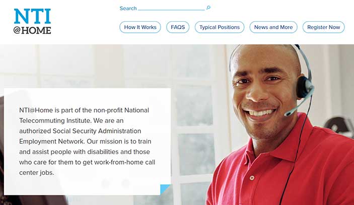 NTI @ Home Jobs for People with Disabilities Homepage