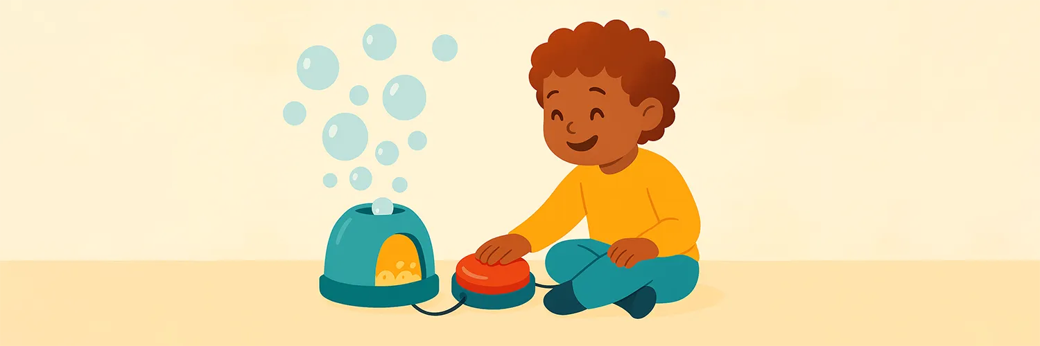 a child playing with an adaptive toy