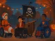 an illustration of kids in wearing costumes in decorated wheelchairs